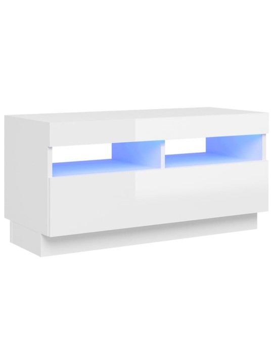 TV skříňka s LED osvětlením bílá s vysokým leskem 80x35x40 cm