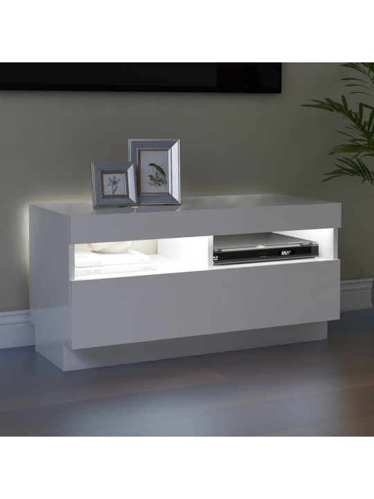 TV skříňka s LED osvětlením bílá s vysokým leskem 80x35x40 cm