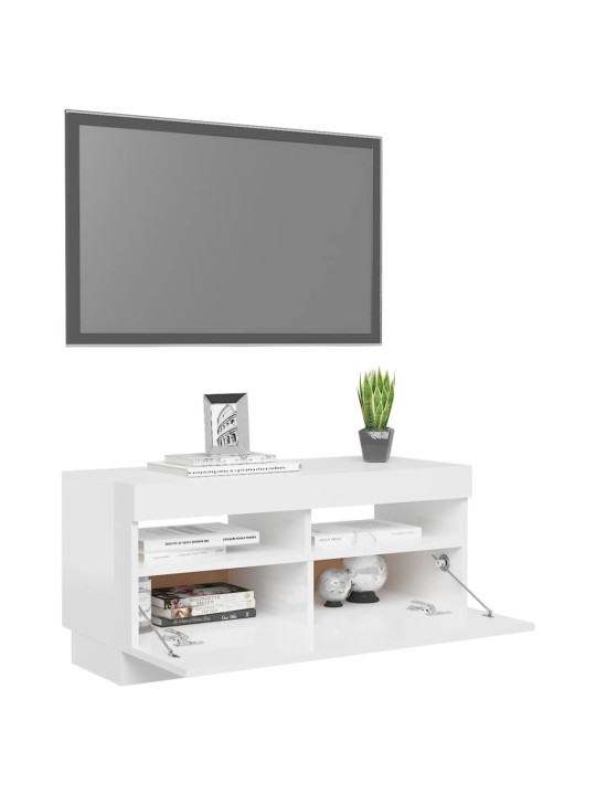 TV skříňka s LED osvětlením bílá s vysokým leskem 80x35x40 cm