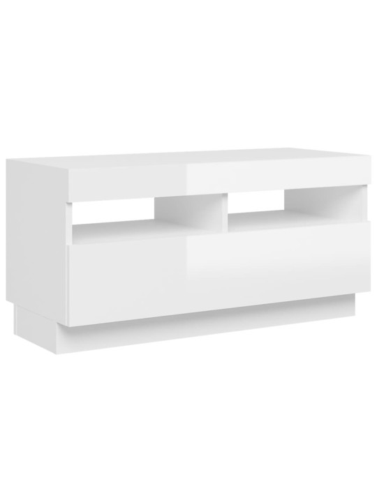 TV skříňka s LED osvětlením bílá s vysokým leskem 80x35x40 cm