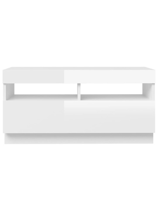 TV skříňka s LED osvětlením bílá s vysokým leskem 80x35x40 cm