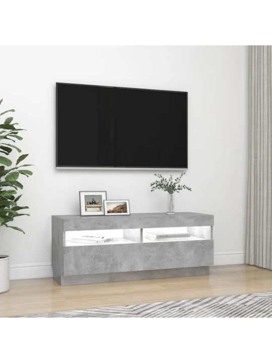 TV skříňka s LED osvětlením betonově šedá 100 x 35 x 40 cm