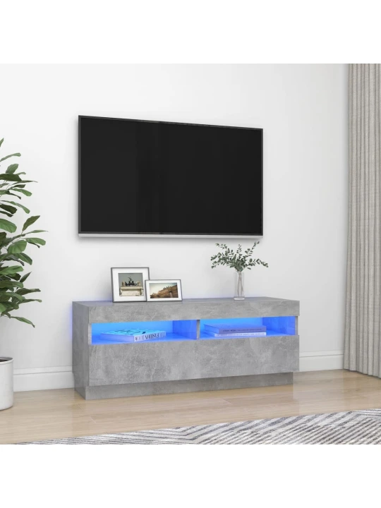 TV skříňka s LED osvětlením betonově šedá 100 x 35 x 40 cm