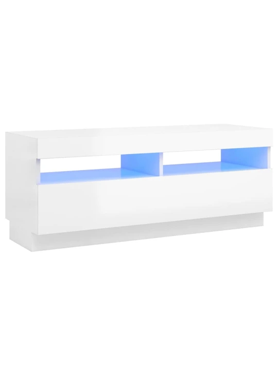 TV skříňka s LED osvětlením bílá s vysokým leskem 100x35x40 cm