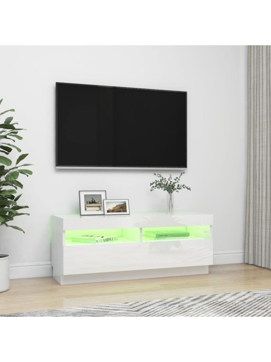TV skříňka s LED osvětlením bílá s vysokým leskem 100x35x40 cm