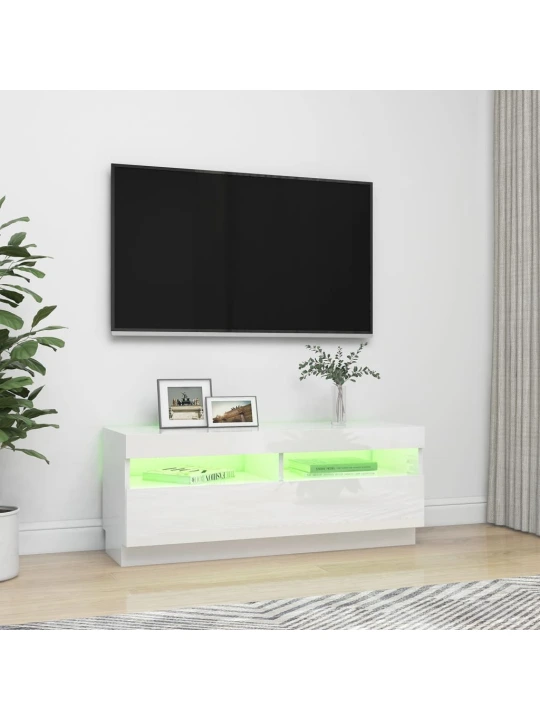 TV skříňka s LED osvětlením bílá s vysokým leskem 100x35x40 cm