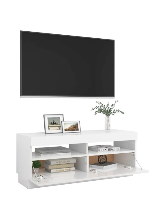 TV skříňka s LED osvětlením bílá s vysokým leskem 100x35x40 cm