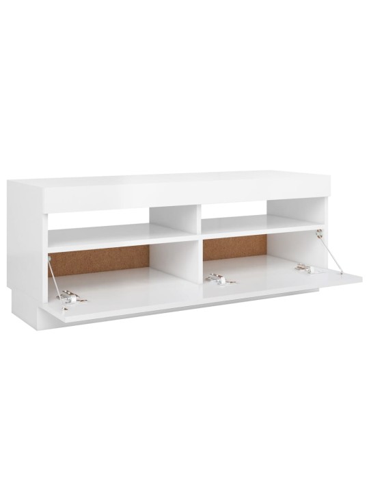 TV skříňka s LED osvětlením bílá s vysokým leskem 100x35x40 cm
