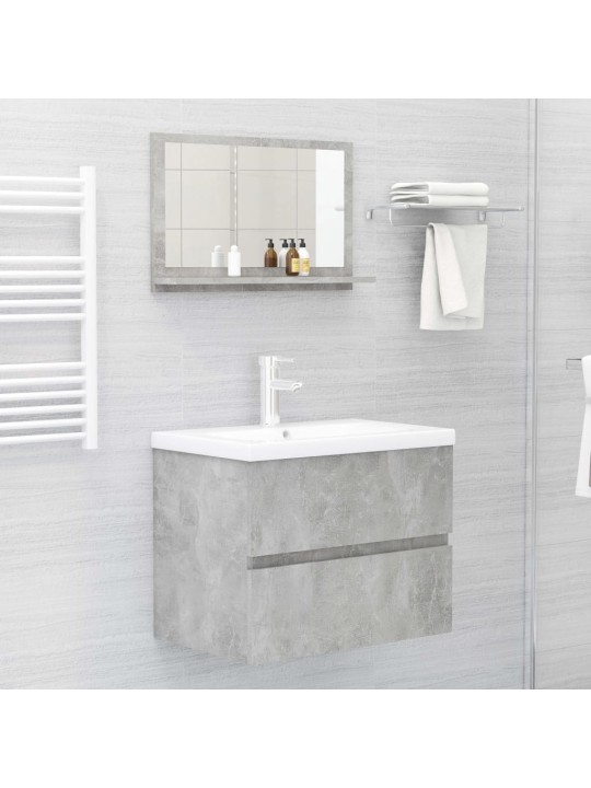 Koupelnové zrcadlo betonově šedé 60 x 10,5 x 37 cm dřevotříska
