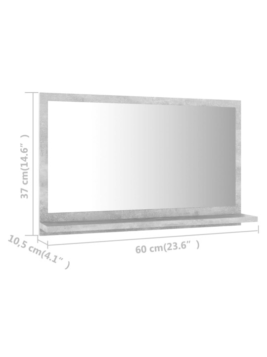 Koupelnové zrcadlo betonově šedé 60 x 10,5 x 37 cm dřevotříska