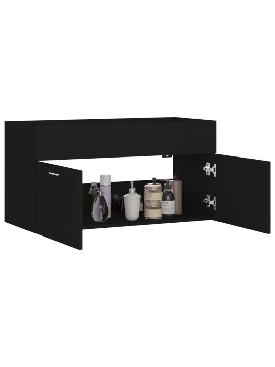 Skříňka pod umyvadlo černá 90x38,5x46 cm kompozitní dřevo