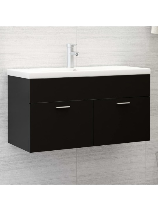 Skříňka pod umyvadlo černá 90x38,5x46 cm kompozitní dřevo
