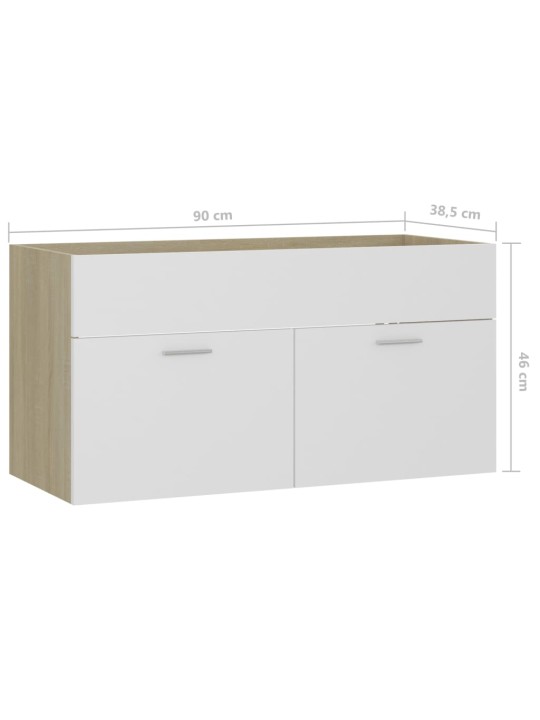 Skříňka pod umyvadlo bílá dub sonoma 90x38,5x46 cm