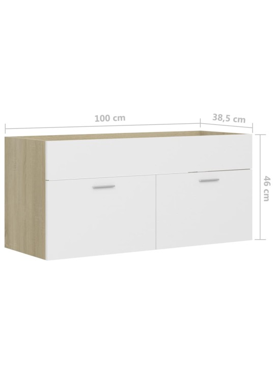 Skříňka pod umyvadlo bílá dub sonoma 100x38,5x46 cm