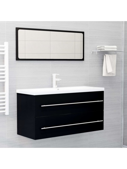 Skříňka pod umyvadlo černá 100 x 38,5 x 48 cm kompozitní dřevo