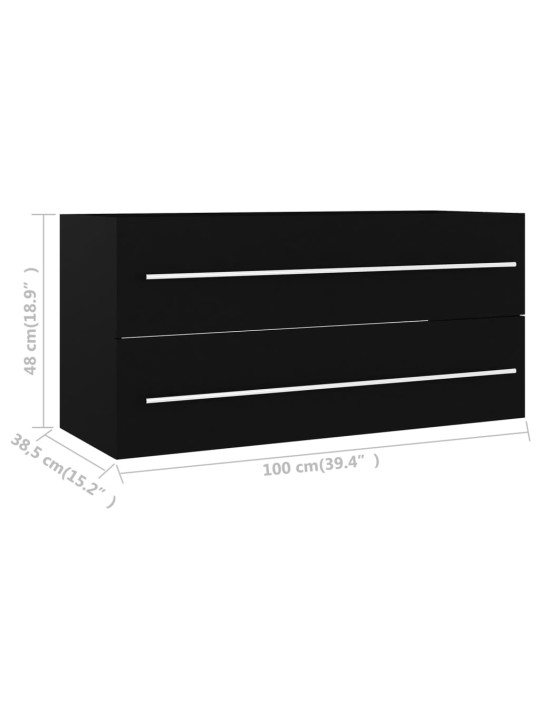 Skříňka pod umyvadlo černá 100 x 38,5 x 48 cm kompozitní dřevo