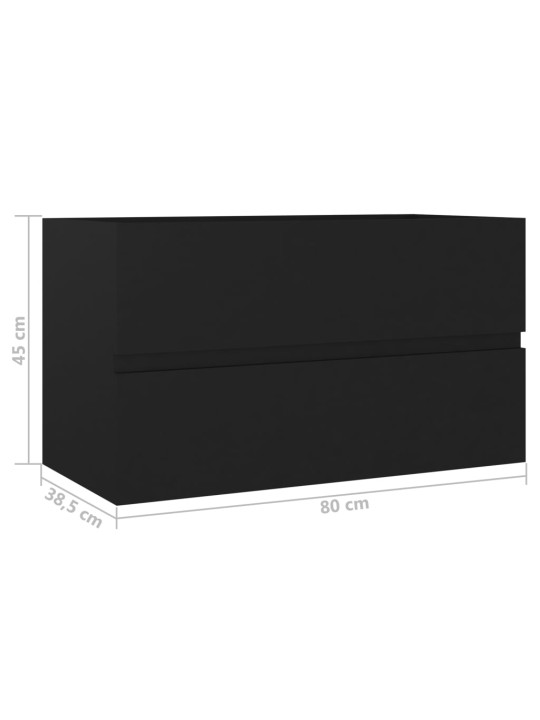 Skříňka pod umyvadlo černá 80 x 38,5 x 45 cm kompozitní dřevo