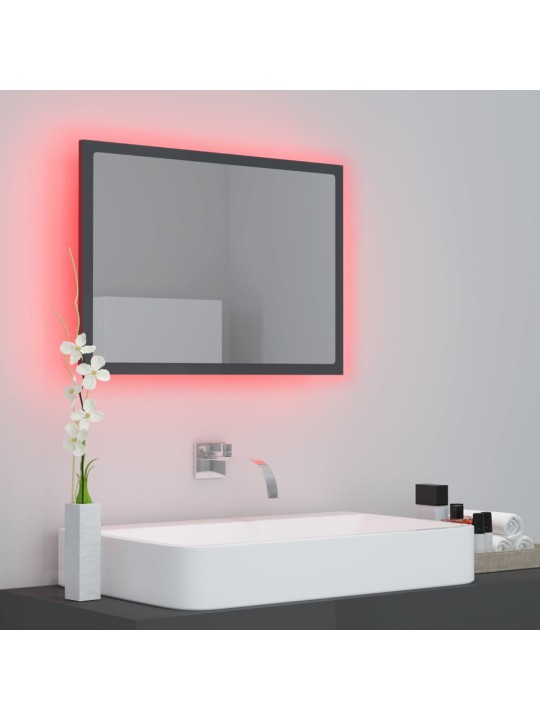 LED koupelnové zrcadlo šedé vysoký lesk 60x8,5x37 cm akrylové