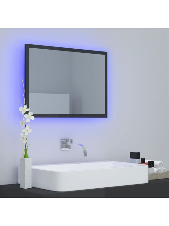 LED koupelnové zrcadlo šedé vysoký lesk 60x8,5x37 cm akrylové