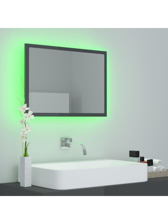LED koupelnové zrcadlo šedé vysoký lesk 60x8,5x37 cm akrylové