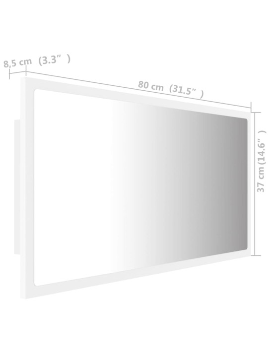 LED koupelnové zrcadlo bílé 80 x 8,5 x 37 cm akrylové