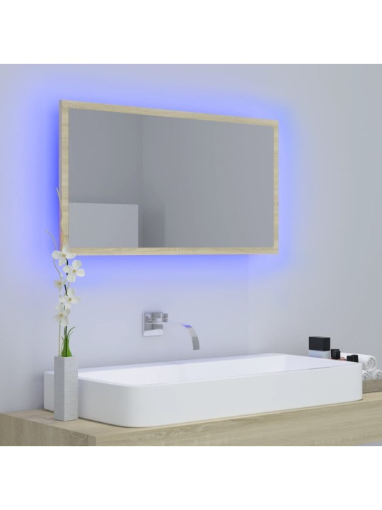 LED koupelnové zrcadlo dub sonoma 80 x 8,5 x 37 cm akrylové