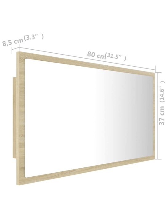 LED koupelnové zrcadlo dub sonoma 80 x 8,5 x 37 cm akrylové