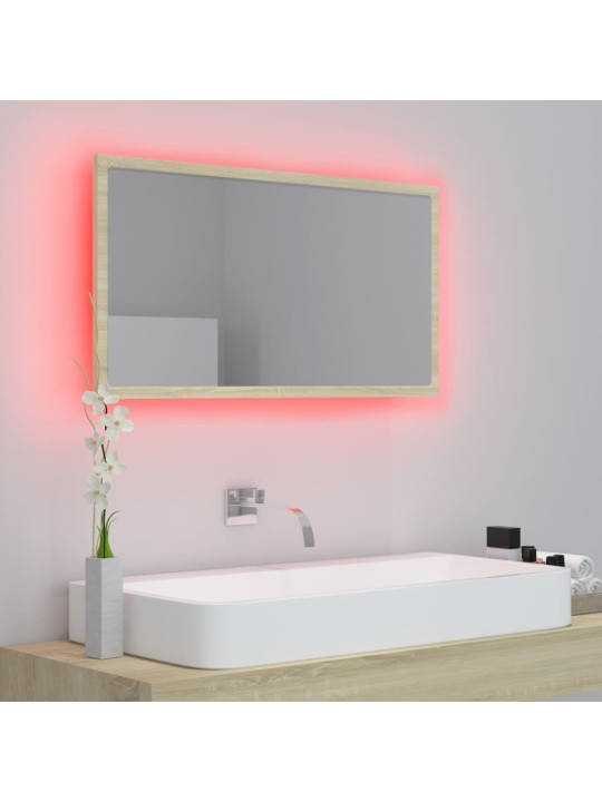 LED koupelnové zrcadlo dub sonoma 80 x 8,5 x 37 cm akrylové