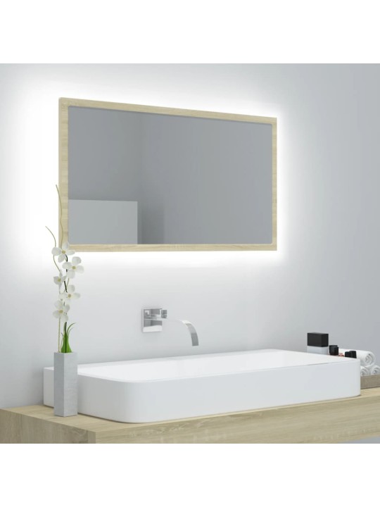 LED koupelnové zrcadlo dub sonoma 80 x 8,5 x 37 cm akrylové
