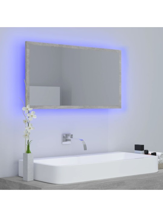 LED koupelnové zrcadlo betonově šedé 80 x 8,5 x 37 cm akrylové
