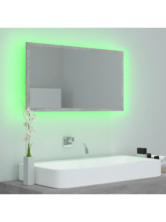 LED koupelnové zrcadlo betonově šedé 80 x 8,5 x 37 cm akrylové