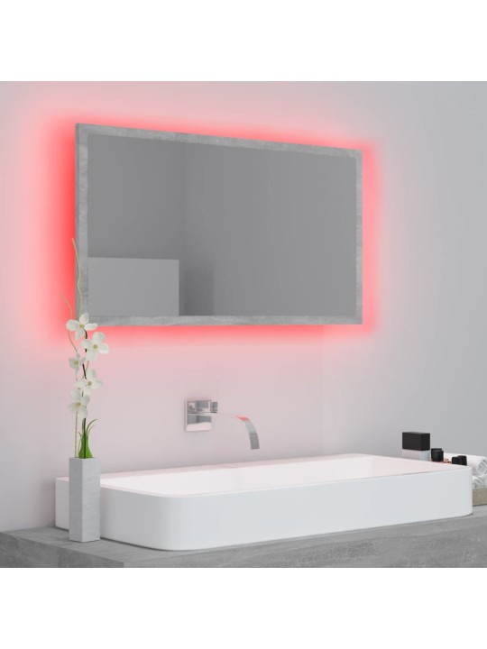 LED koupelnové zrcadlo betonově šedé 80 x 8,5 x 37 cm akrylové