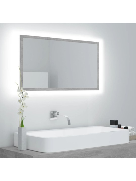 LED koupelnové zrcadlo betonově šedé 80 x 8,5 x 37 cm akrylové