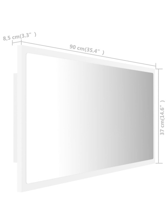 LED koupelnové zrcadlo bílé 90 x 8,5 x 37 cm akrylové