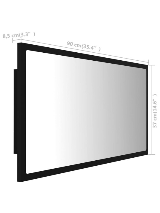 LED koupelnové zrcadlo černé 90 x 8,5 x 37 cm akrylové