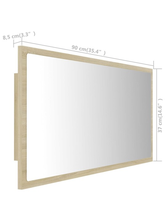 LED koupelnové zrcadlo dub sonoma 90 x 8,5 x 37 cm akrylové