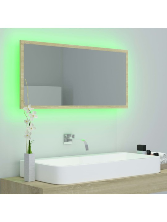 LED koupelnové zrcadlo dub sonoma 90 x 8,5 x 37 cm akrylové
