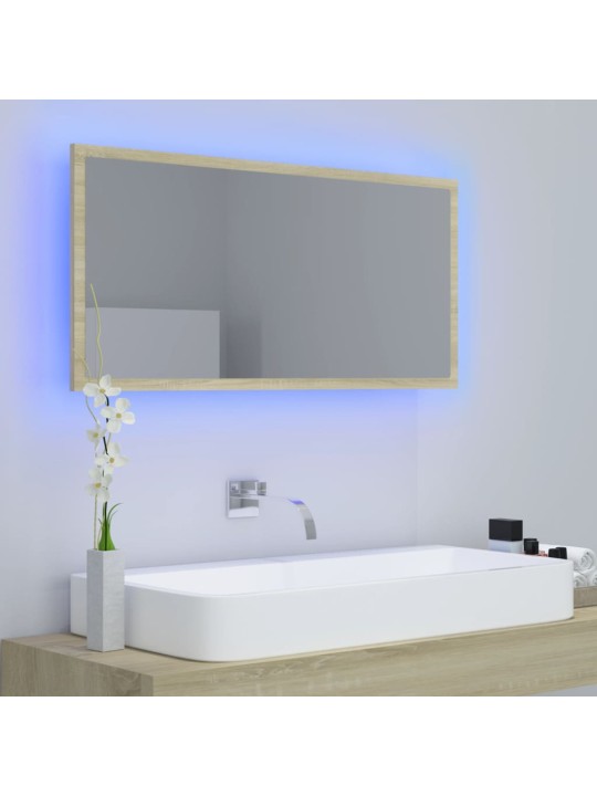 LED koupelnové zrcadlo dub sonoma 90 x 8,5 x 37 cm akrylové