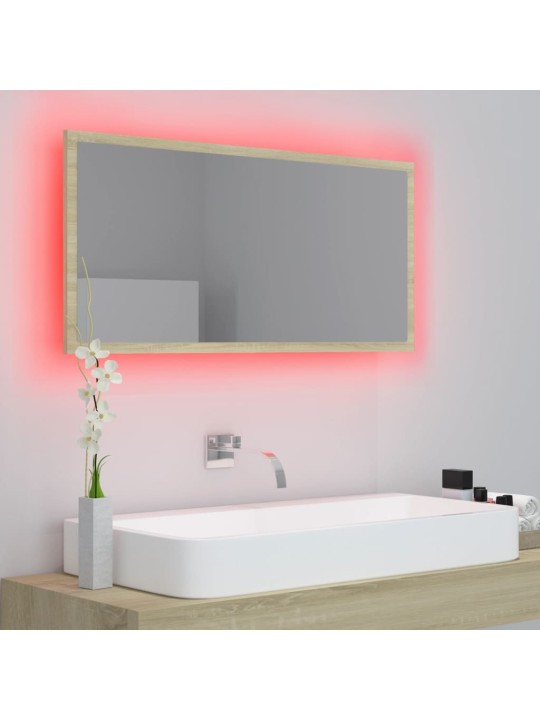 LED koupelnové zrcadlo dub sonoma 90 x 8,5 x 37 cm akrylové