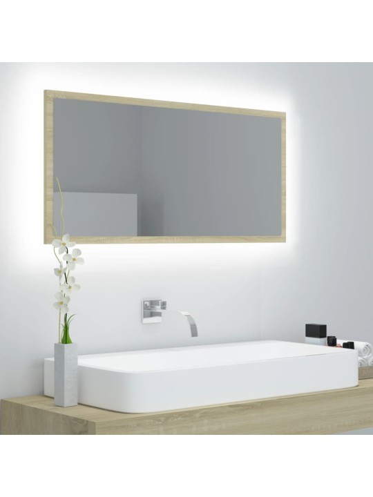 LED koupelnové zrcadlo dub sonoma 90 x 8,5 x 37 cm akrylové