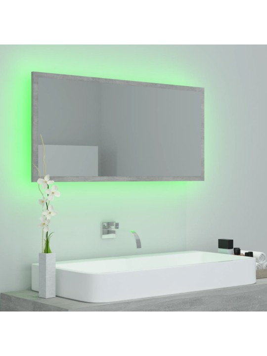 LED koupelnové zrcadlo betonově šedé 90 x 8,5 x 37 cm akrylové