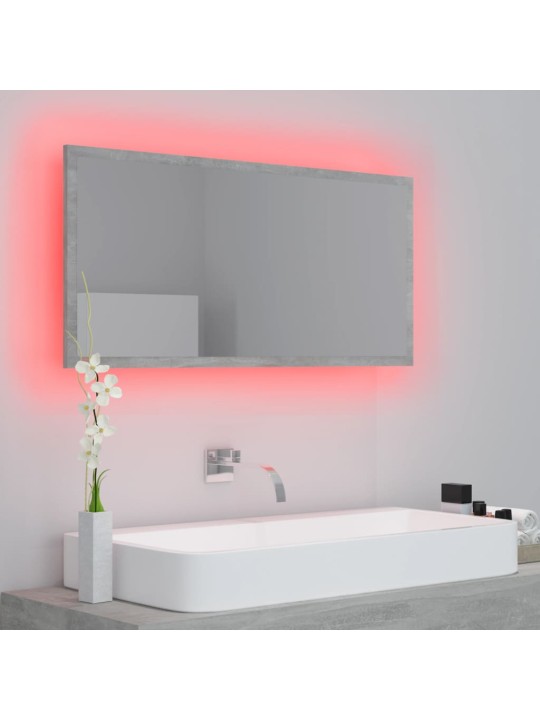 LED koupelnové zrcadlo betonově šedé 90 x 8,5 x 37 cm akrylové