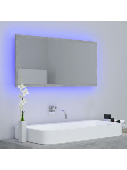 LED koupelnové zrcadlo betonově šedé 90 x 8,5 x 37 cm akrylové