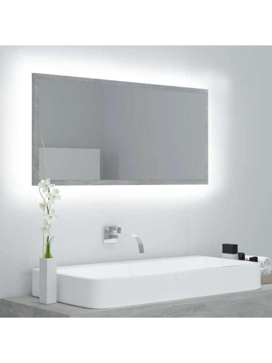 LED koupelnové zrcadlo betonově šedé 90 x 8,5 x 37 cm akrylové
