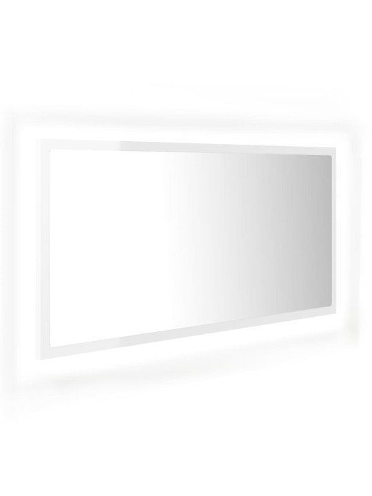 LED koupelnové zrcadlo bílé vysoký lesk 90x8,5x37 cm akrylové