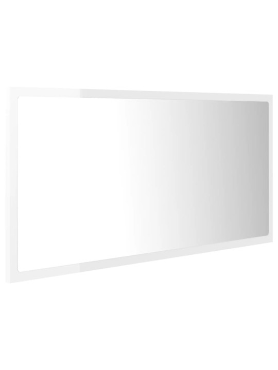 LED koupelnové zrcadlo bílé vysoký lesk 90x8,5x37 cm akrylové