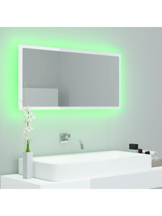 LED koupelnové zrcadlo bílé vysoký lesk 90x8,5x37 cm akrylové