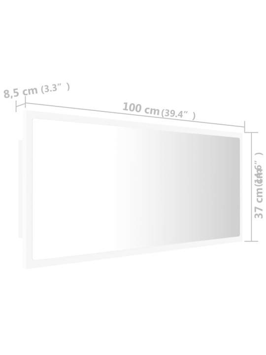 LED koupelnové zrcadlo bílé 100 x 8,5 x 37 cm akrylové