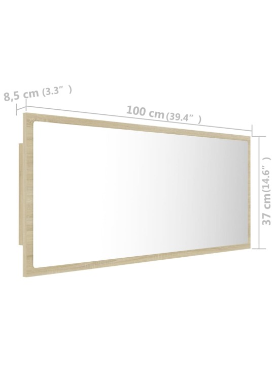 LED koupelnové zrcadlo dub sonoma 100 x 8,5 x 37 cm akrylové