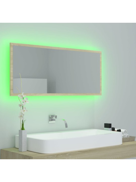 LED koupelnové zrcadlo dub sonoma 100 x 8,5 x 37 cm akrylové